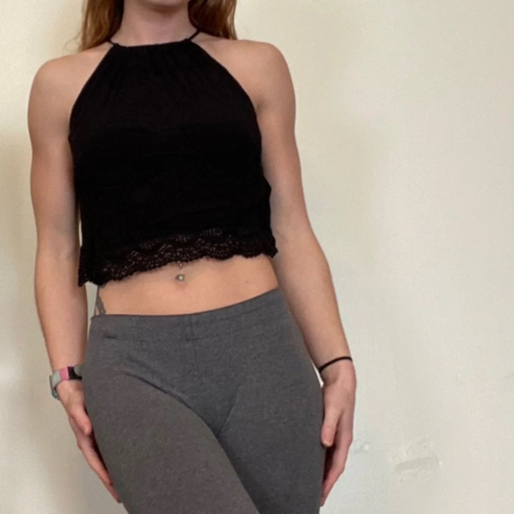 H&M divided black crop top